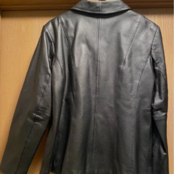 East 5th Womens LARGE 100% Leather Jacket Black Zip Up Lined Rachel from friends - Picture 2 of 3